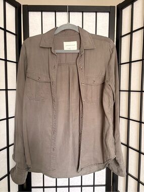 Aeropostale Women's Dark Green Button-Front Utility Shirt